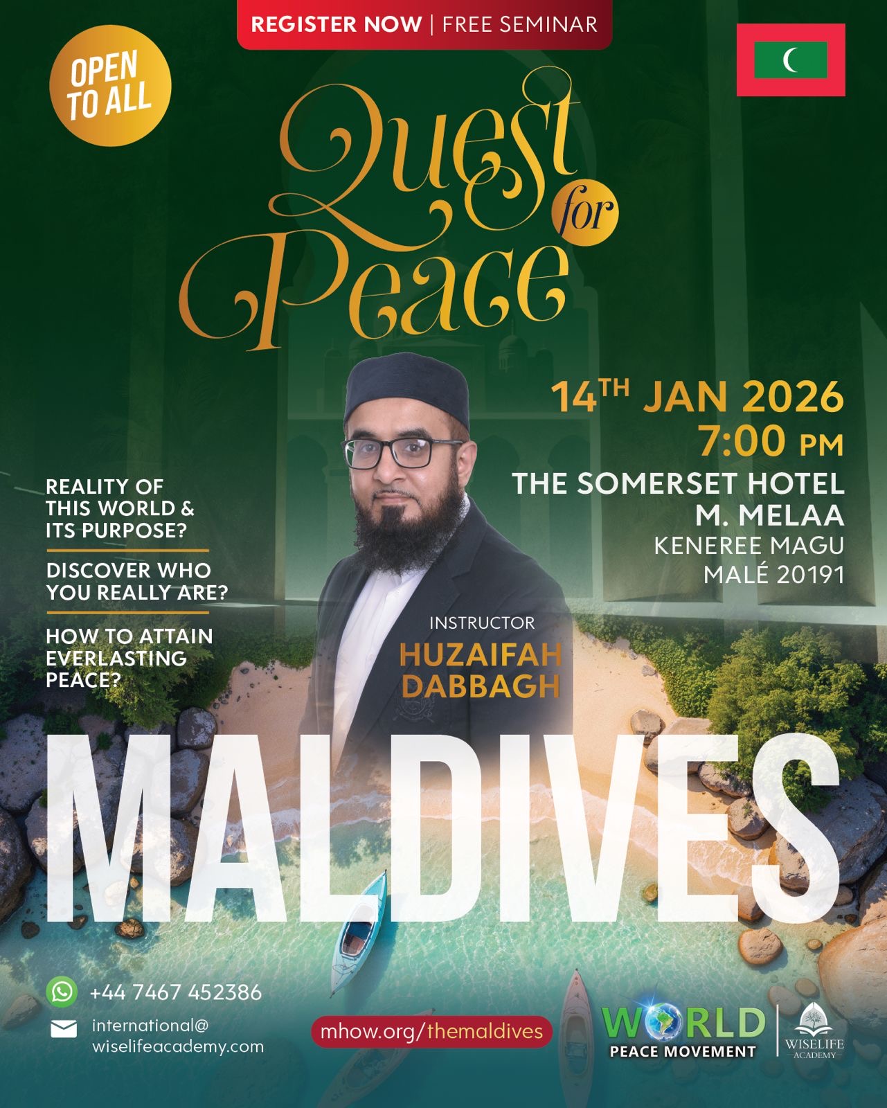 Image representing the event: Quest for Peace - Maldives Jan 2026